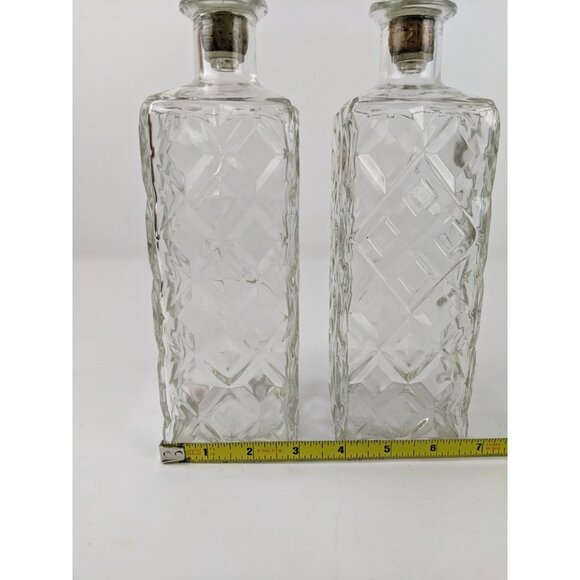 Vintage French Cut Glass Whiskey Decanter Clear With Stopper Liquor Pair of 2
